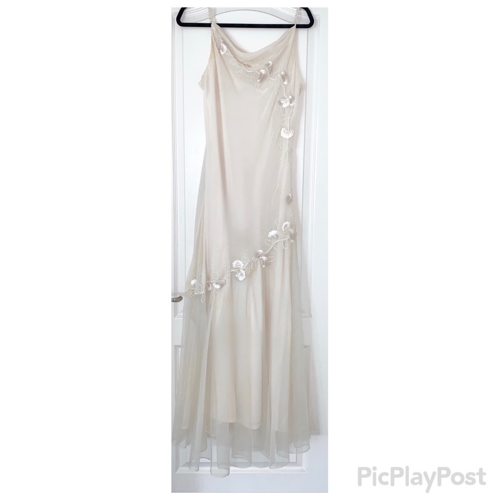 Pearl White Xscape Gown By Joanna Chen